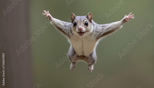 A Flying Squirrel With Its Arms Spread Wide
