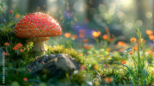 Mushroom in the Grass Wallpaper - Stock Photographic