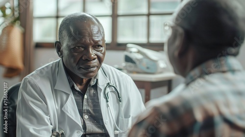 Patient receiving diabetes education from African doctor.