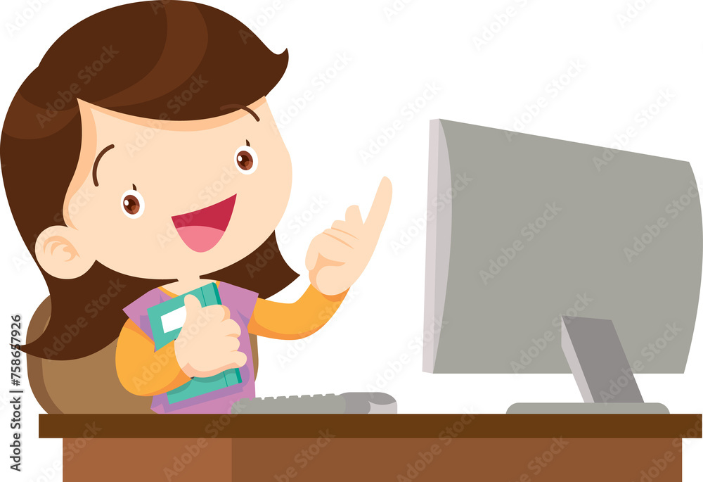 cute child sitting use computer to study cute child sitting use computer to study
