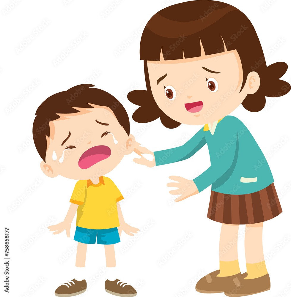 Comforting sad children with friend Comforting sad children with friend