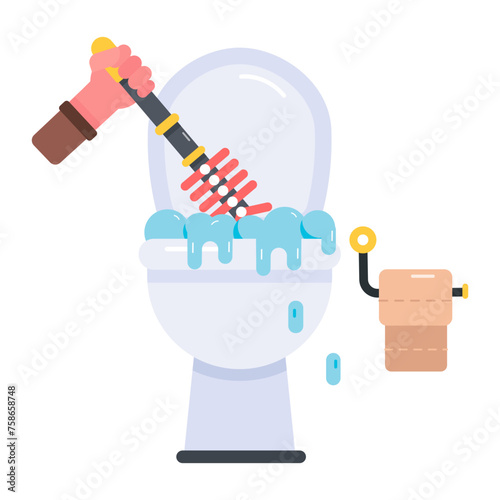 A well-designed flat icon depicting toilet cleaning 