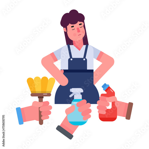 Trendy flat icon of a housemaid 