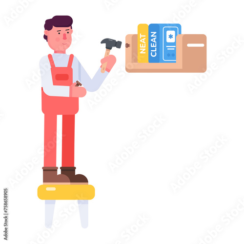 Download flat icon depicting nail fixing 