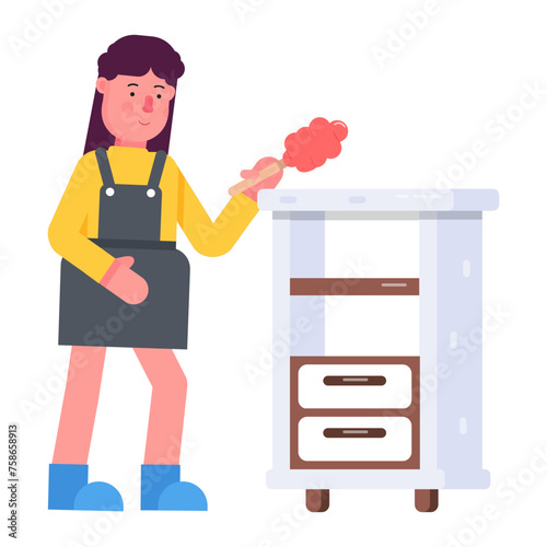 Here’s a flat icon depicting furniture dusting 