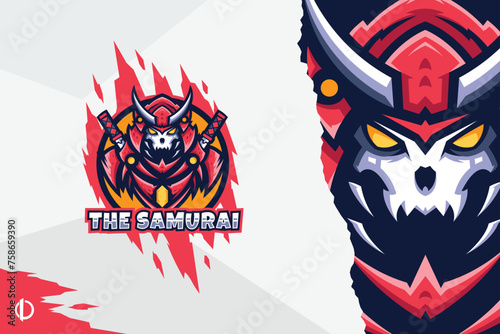 Modern Samurai design, Mascot & Esports Design, All elements in this template are fully editable, Vector design.