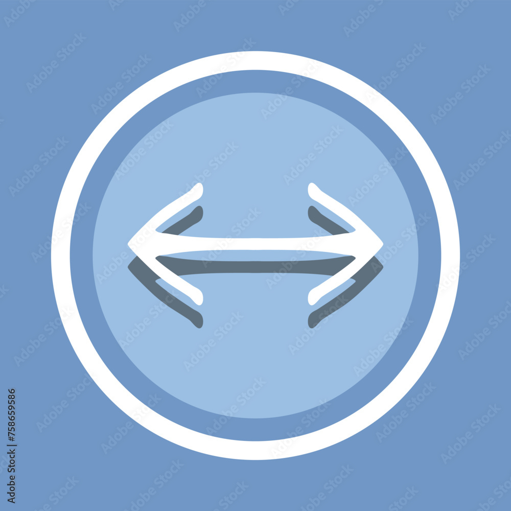 Double arrow icon vector. Two side arrow icon vector in trendy flat style. Two opposite horizontal arrow icon image, Two opposite horizontal arrow icon illustration isolated on blue background Double arrow icon vector. Two side arrow icon vector in trendy flat style. Two opposite horizontal arrow icon image, Two opposite horizontal arrow icon illustration isolated on blue background
