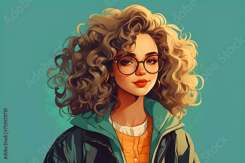 90's Lady Professor with curly hair