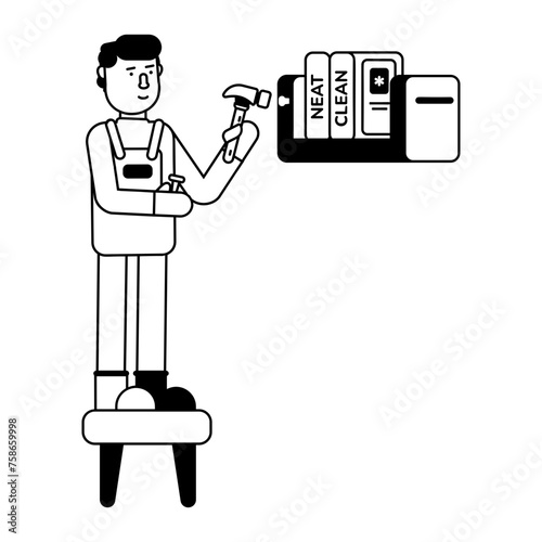 Download glyph icon depicting nail fixing 