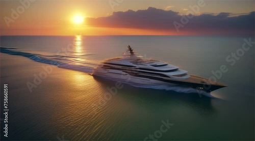 luxury motor boat in the sea in the evening sunlight, luxury summer adventure, active vacation in sea.