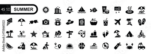 Big summer vacations icon set.	