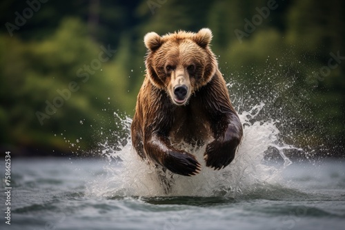 bear runs on water © Russell Zanaggy
