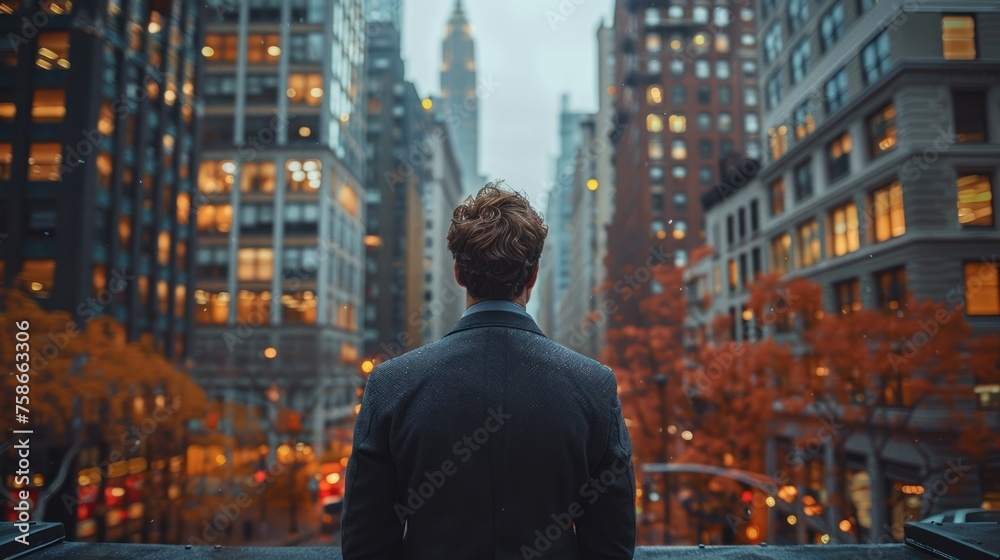 Manager Gazing at Majestic Cityscape Structure Manager Gazing at Majestic Cityscape Structure