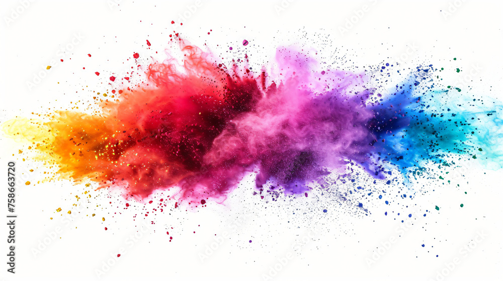 Colorful vibrant rainbow Holi paint color powder explosion