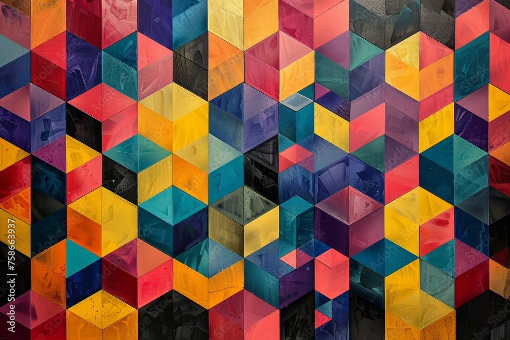 Colorful geometric pattern background with a vibrant 3D cube design Colorful geometric pattern background with a vibrant 3D cube design