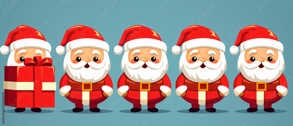 Cute Santa Claus in gift box costume vector cartoon 
