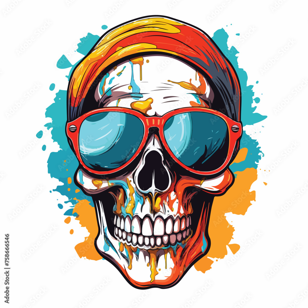 Cool skull with accesories print for tshirt vector