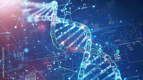  The Role of Artificial Intelligence (AI) in Genetic Research and Personalized Medicine: DNA Double Helix Integrated with Digital AI Components in Healthcare.