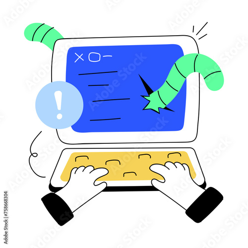 A doodle mini illustration of malware website 