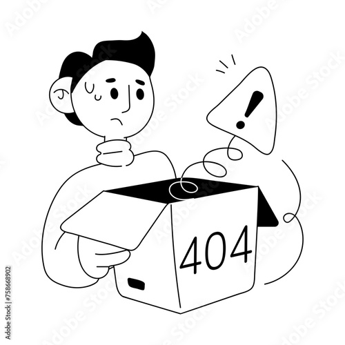 Easy to use doodle mini illustration of 404 issue 