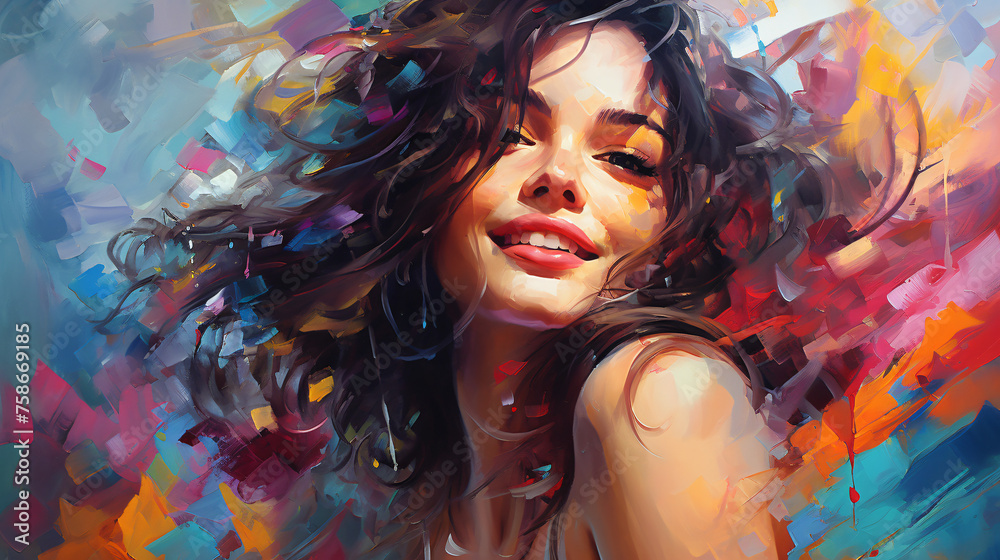 Expressive Beautiful Abstract Young Female Portrait