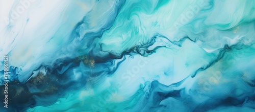 Abstract color scheme on marble background. Blue, mint, and black color combination.