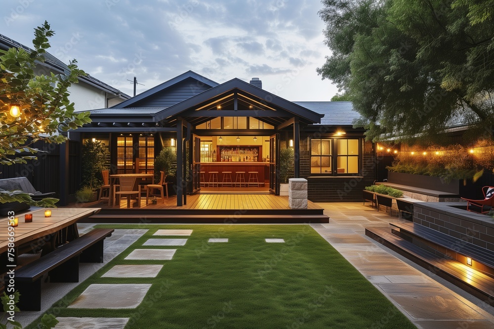 A Dublin pub courtyard transforms the backyard of a craftsman-style home A Dublin pub courtyard transforms the backyard of a craftsman-style home
