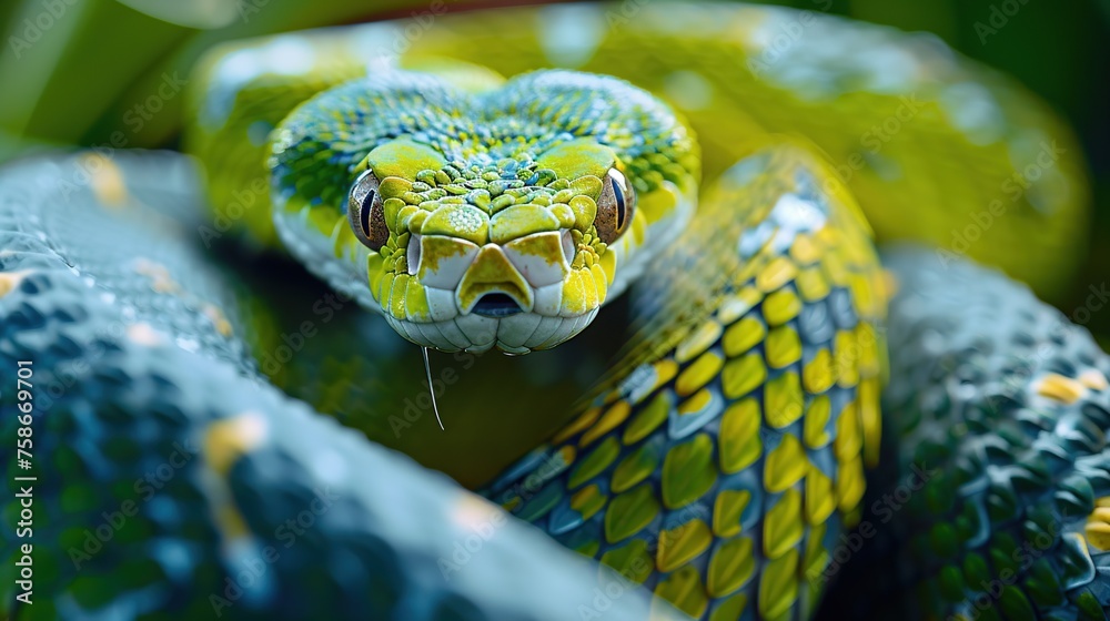 Fototapeta premium dangerous green snake