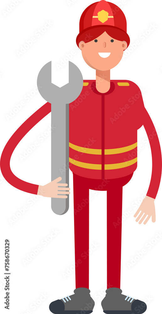 Firefighter Character Holding Wrench
Firefighter Character Holding Wrench