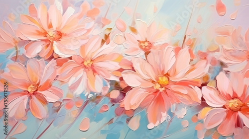 Flowers oil painting. Abstract floral design for print