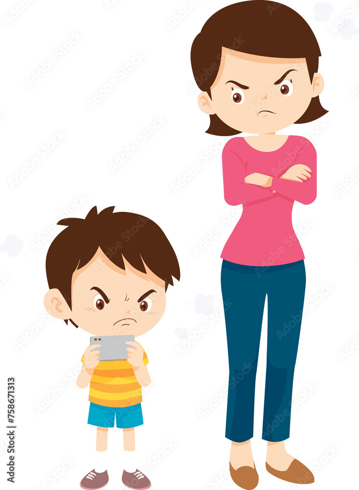 parent angry scold kid mobile phone addicted