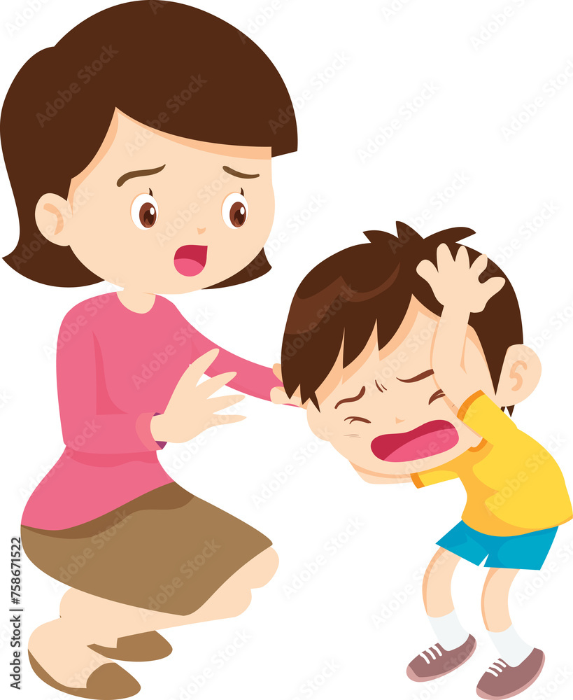 Comforting sad children with parent or teacher Comforting sad children with parent or teacher