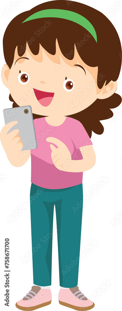 cute kids standing use smartphone and tablet gadget cute kids standing use smartphone and tablet gadget