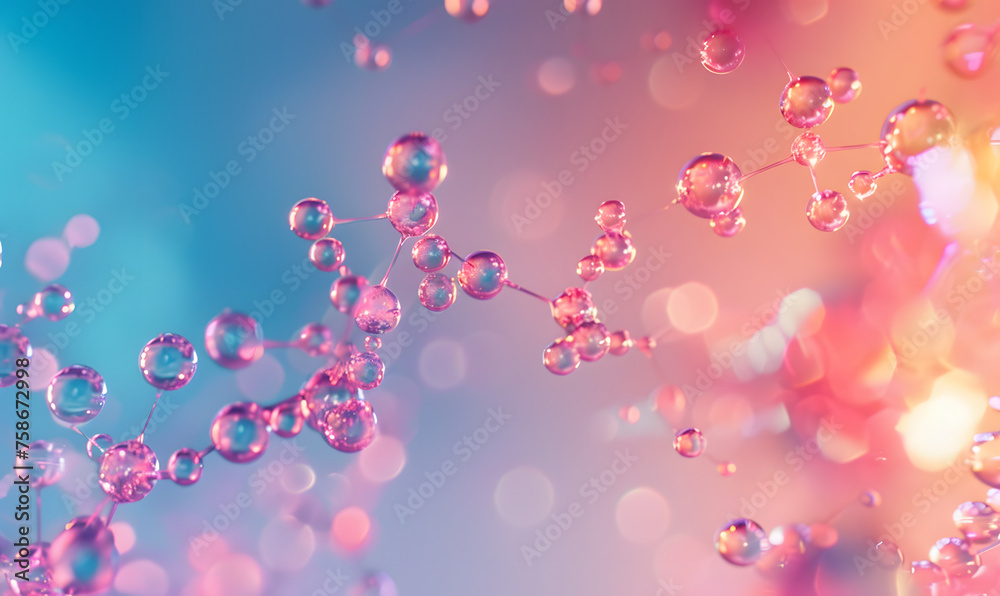 A colorful image of a molecule with acolorful  background, Generative AI 