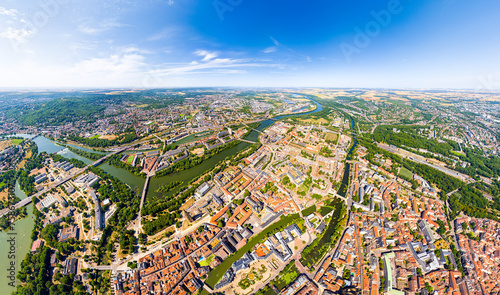 Metz  France. Panorama of the city on a summer day. Sunny weather. Aerial view
