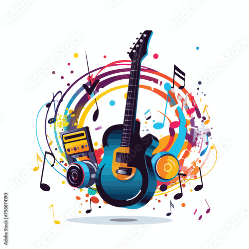 Design flat vector icon for music genres guitar 