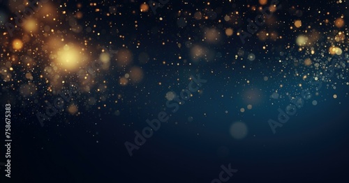 A dark blue background with gold sparkles. Generative AI.