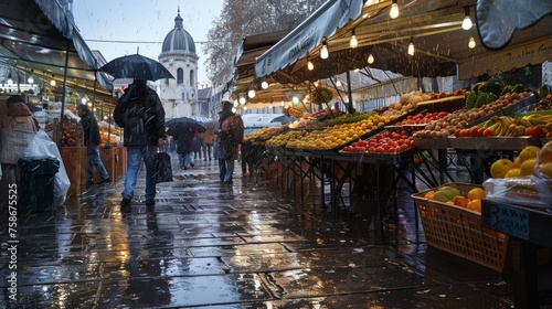 Traditional market on a rainy day © artbot