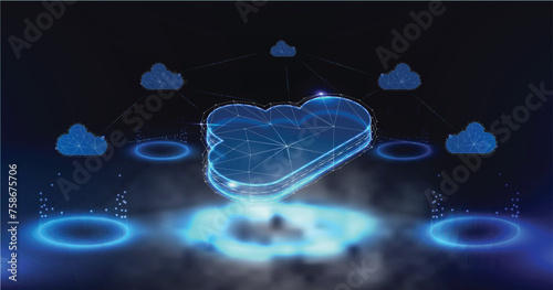 Multiple cloud symbol vector illustration, 2D cloud, 3D cloud, multi-cloud work connected data.