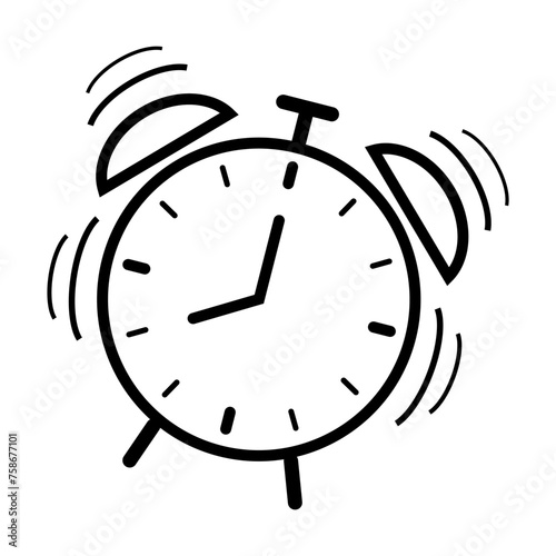 Alarm Clock icon flat style vector symbol wake up concept on white background for graphic design, Web site, UI.