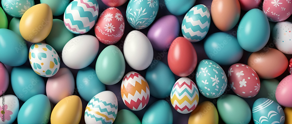 Colorful Easter eggs background. Top view Colorful Easter eggs background. Top view