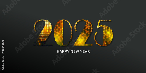 Happy new year 2025 design. With colorful truncated number illustrations. Premium vector design