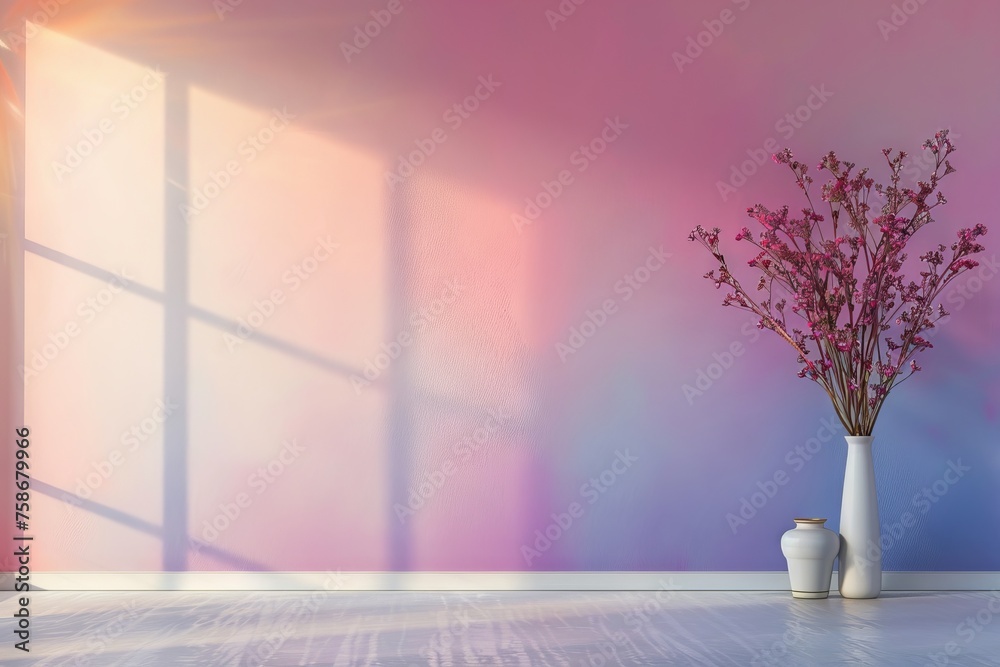 Abstract vibrant pastel pink peach fuzz and very peri pantone purple gradient background. Texture flowing from pastel pink to purple, evoking a sense of calmness and serenity in the viewer's mind - obrazy, fototapety, plakaty 