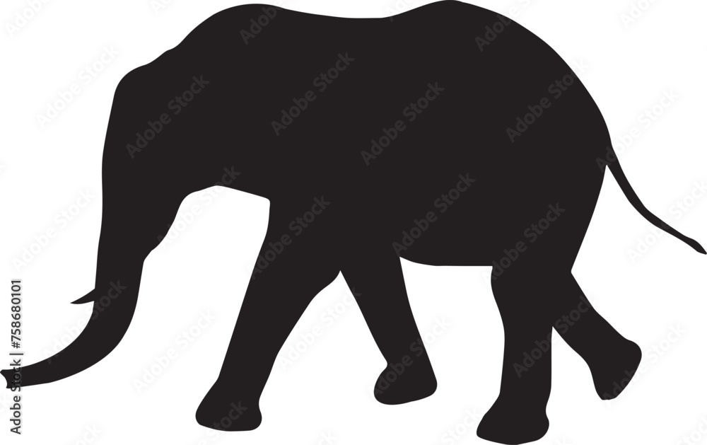 African Bush Elephant Black Silhouette Vector African Bush Elephant Black Silhouette Vector