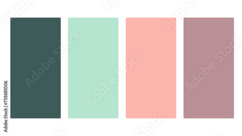 Green and brown color palette. Set of bright color palette combination in rgb hex. Color palette for ui ux design. Abstract vector illustration for your graphic design, banner, poster