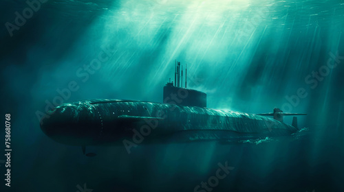 A nuclear submarine underwater