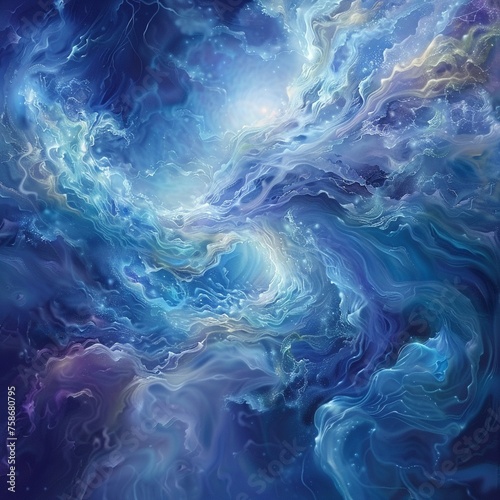 A captivating depiction of Etherwave shimmering with otherworldly beauty surrounded by a swirling Soulstream and Dreamfrost