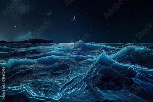 An ethereal seascape at midnight