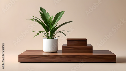 wooden podium for products displays a 3d realistic vector set of various stands with wood color background