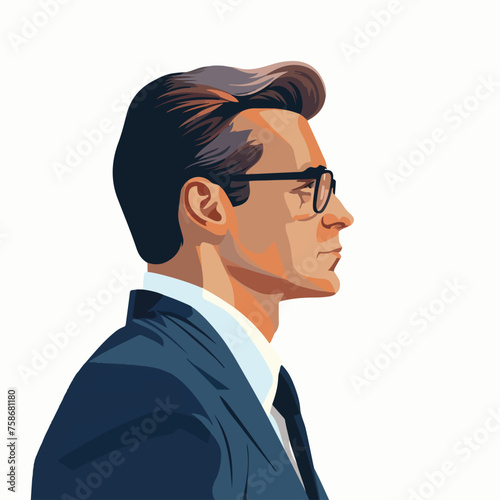 Elegant businessman profile flat vector illustration